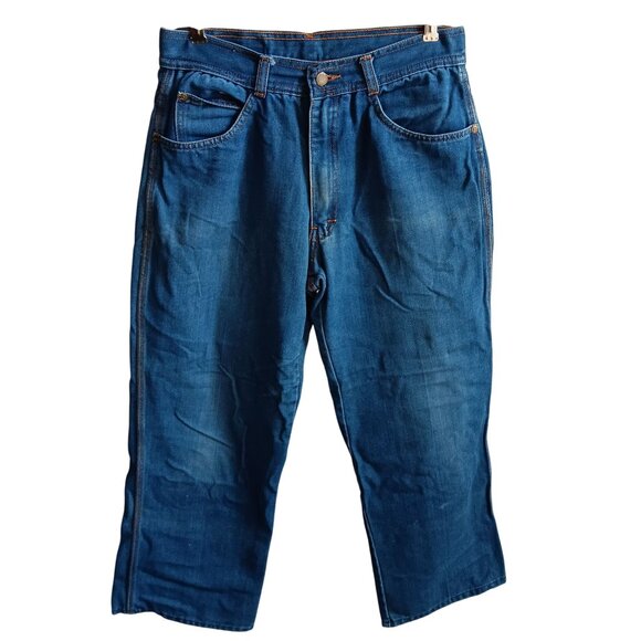 Vintage Mens Disco Jeans 30x27 70's BOOTCUT EMBROIDERED POCKET RAYON BLEND JEANS - Picture 2 of 8